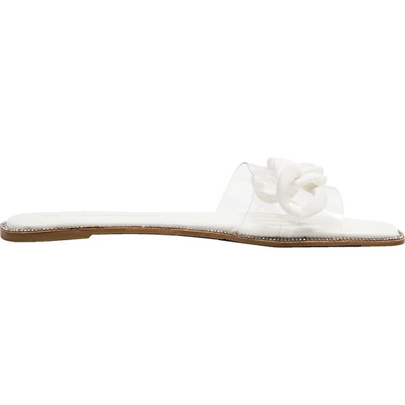 Ninety Union White Chain Link Clear Transparent Vinyl Slide Sandals 7 New in Box - Picture 2 of 7